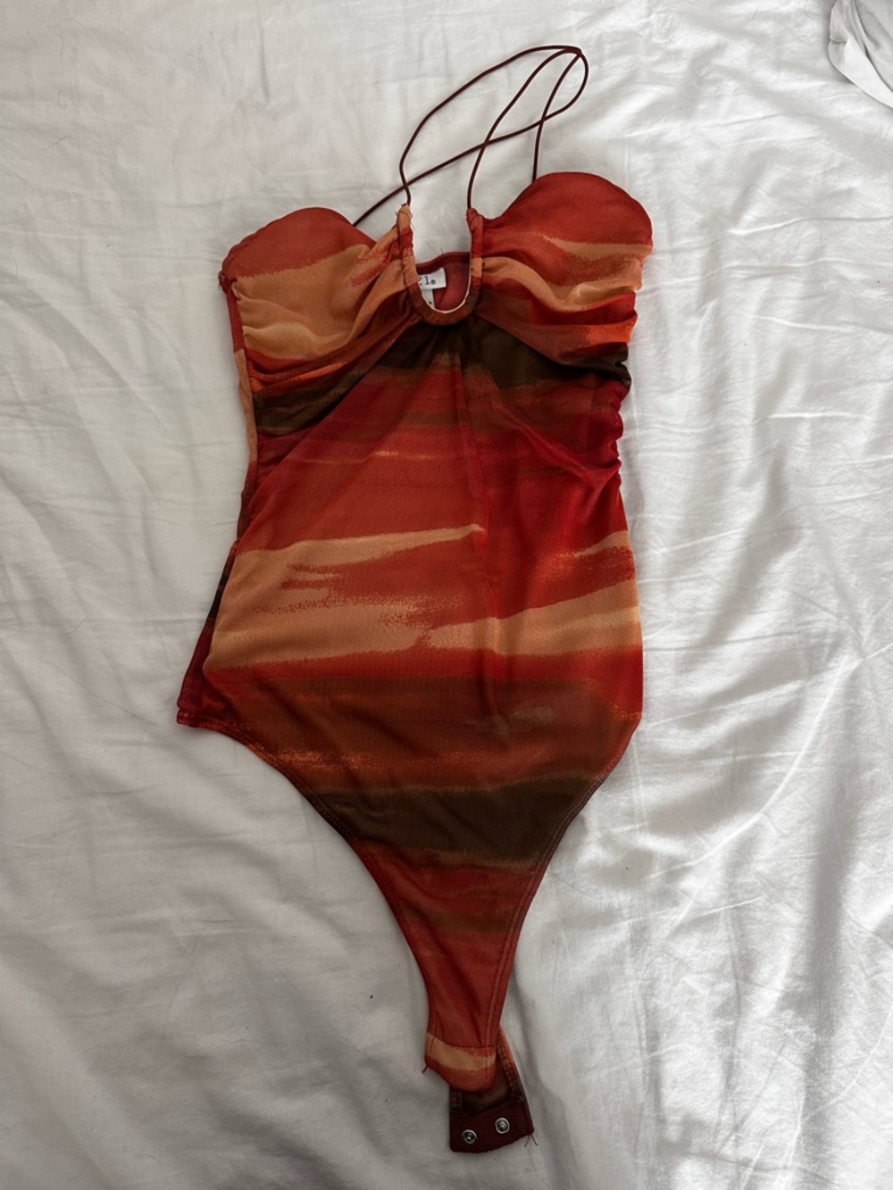 3 for $6 Rue21 Striped Red & Orange Wave Bodysuit with Center Ring